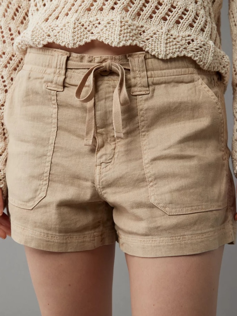 American Eagle Outfitters Tan Drawstring Utility Bermuda Shorts
